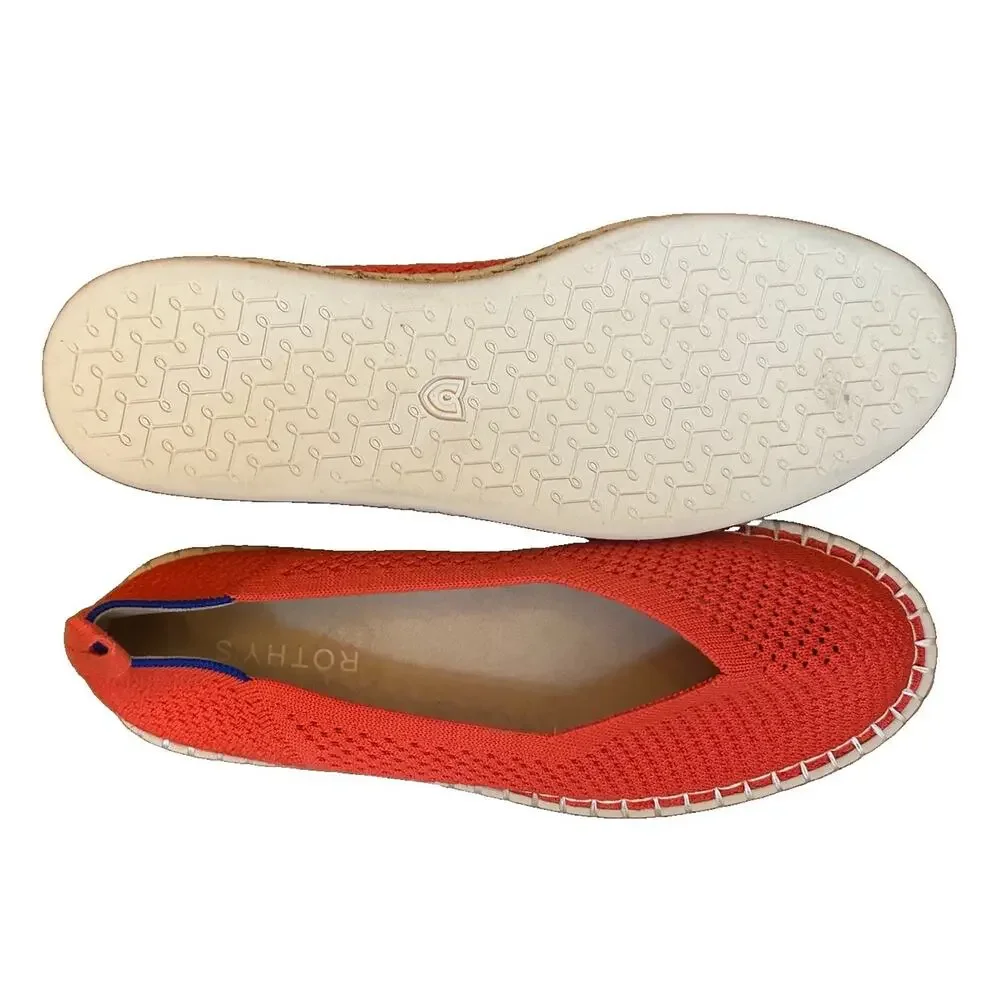 NWOT Rothy's The Espadrille Coral Orange Knit Flats Slip On Shoes Womens Size 9